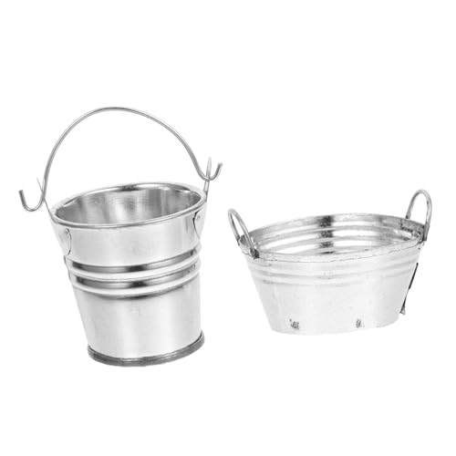 Yardwe 2Stücke Eimer Aus Metall Für Puppenhaus Ovaler Und Runder Eimer Als Deko Für Mini Und Garten Simuliertes Eimermodell Zubehör Für Kreative von Yardwe