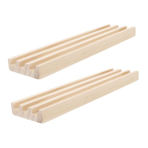 Yardwe 2Stücke Holz Domino Halter Tabletts Reihen Rutschfestes Design für Mexikanisches Zug Tischspiel für Brettspiele und Einfache Lagerung von Yardwe