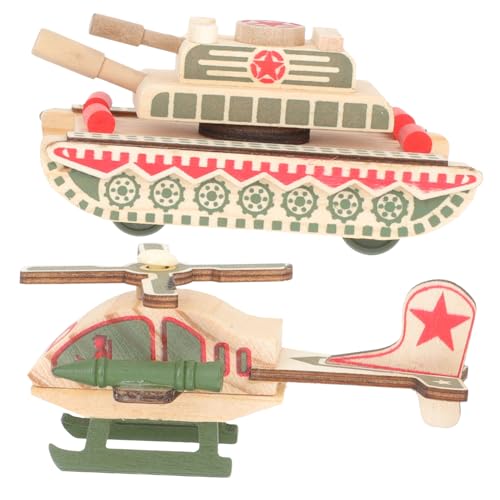 Yardwe 2Stücke Holzspielzeug Modelle Militärischer Panzer Und Hubschrauber Kognitive Spielzeuge Für Jungen Und Fördert Die Kreativität Yardwe 2Stücke Holzspielzeug Modelle Militärischer Panzer Und Hubschrauber Kognitive Spielzeuge Für Jungen Und Fördert Die Kreativität von Yardwe
