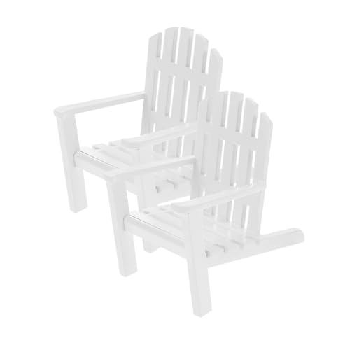 Yardwe 2Stücke Holzstühle für Hochzeitsdekoration Faltbare Puppenhausmöbel Charmante Deko für Terrasse Veranda und Garten Weiß von Yardwe