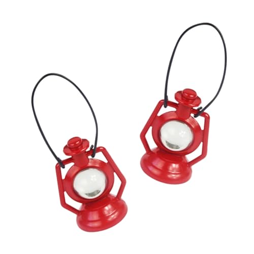 Yardwe 2Stücke Kerosinlampen Puppenhaus Zubehör Retro Deko Für Petroleumlampe Puppenhaus Dekoration Rot von Yardwe