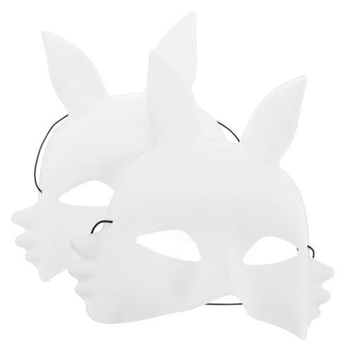 Yardwe 2Stücke Leere Kaninchenmaske für DIY Weiße Glatte Maske für Halloween Karneval und Cosplay für Kreative Gestaltungen und Unvergessliche Veranstaltungen von Yardwe