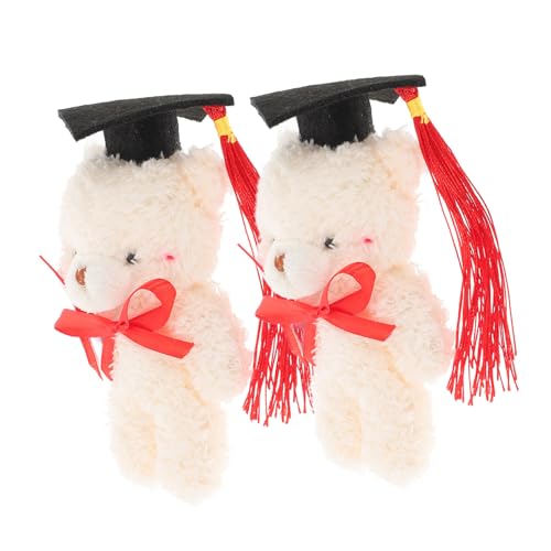 Yardwe 2Stücke Mini Abschlussbär Plüschtier mit Doktorhut Dekoration für Abschlussfeiern DIY Blumenstrauß Zubehör Kuscheliges für Farbvariante von Yardwe