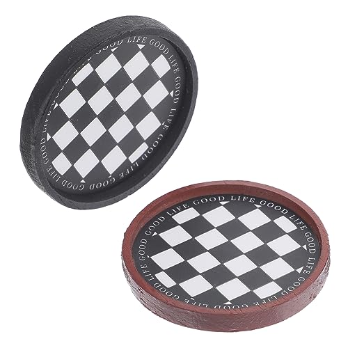 Yardwe 2Stücke Mini Geschirrset Für Puppenhaus Runde Teller Und Tabletts Dekoration Für Mini Szenen Zubehör Für Rollenspiele von Yardwe