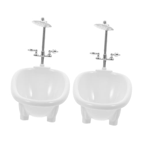 Yardwe 2 Stück Kleiner Puppen Badewanne für Puppenhaus Miniatur Badezimmer Zubehör Kompakt Attraktives Design Puppen Badewanne Spielzeug für Kinder von Yardwe