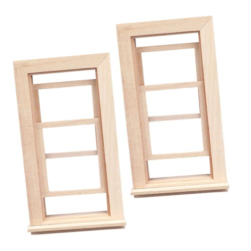 Yardwe 2Stücke Puppenhäuser DIY Fensterrahmen aus Unvollendetem Holz Einfach zu Bedienen für Kreative Projekte und Puppenhauszubehör von Yardwe