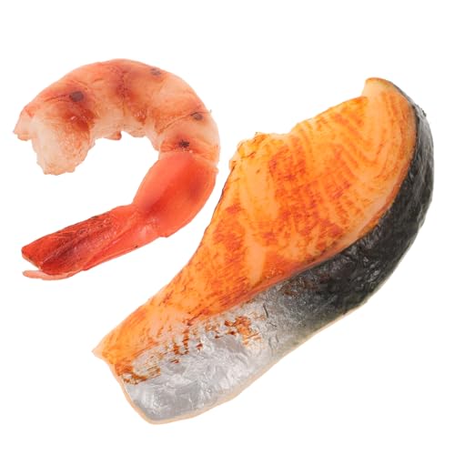 Yardwe 2Stücke Realistische Künstliche Grill Lebensmittel Simulierte Garnelen und Fisch für Fotografie Requisiten und Dekoration Langlebiges Modell mit Exquisiter Handwerkskunst von Yardwe