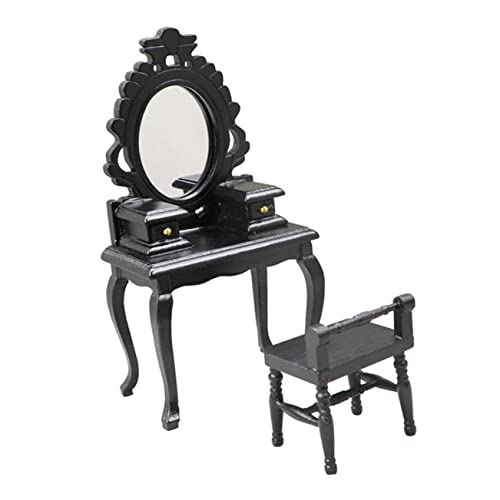 Yardwe 2Stücke Teiliges Schminktisch Hocker Für Puppenhaus Dekoration Kreative Raumgestaltung Puppenstubenmöbel Zubehör Stilvolle Miniaturaccessoires von Yardwe
