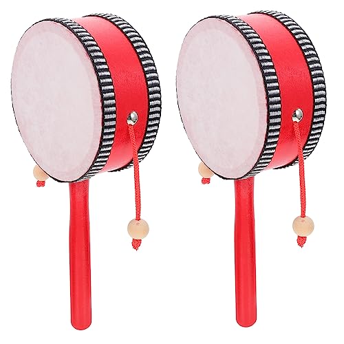 Yardwe 2Stücke Traditionelle Rasseltrommeln Für Frühkindliches Lernspielzeug Handliche Schüttelspielzeuge Aus Hochwertigem Material Für Kreative Spielzeiten Und Musikförderung von Yardwe