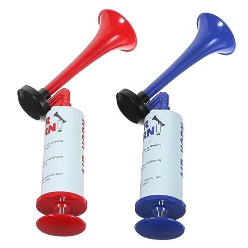 Yardwe 2Stücke Tragbares Lufthorn Handheld Horn Für Fußballfans Sportveranstaltungen Und Feste Rote Und Blaue Trompete Zur Signalgebung Und Feierlichkeiten von Yardwe