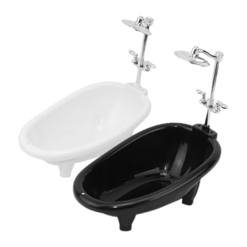 Yardwe 2er Set Badezimmerzubehör Miniatur Puppe Babybadwanne Badewanne Möbel Simulation Plastik von Yardwe