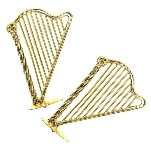 Yardwe 2stücke Miniatur-spielzeugharfe Aus Kunststoff Replika-Musikinstrument Im Maßstab Für Puppenhaus-Dekoration Goldfarben Mini-musikinstrumente Für Innenschmuck von Yardwe