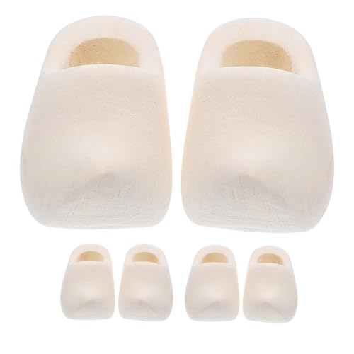 Yardwe 3 Paare Mini Holzschuhe Unfertige Klompen Puppenhaus Dekoration DIY Handwerk Zubehör Naturholz für Miniatur Dollhouse Layout von Yardwe