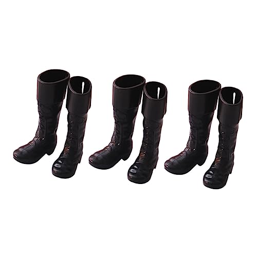 Yardwe 3 Paare Miniatur Puppenhaus Schuhe Simulation Dekorationen für Weihnachtsmann Stiefel Schwarz für Mini Haus Szene von Yardwe