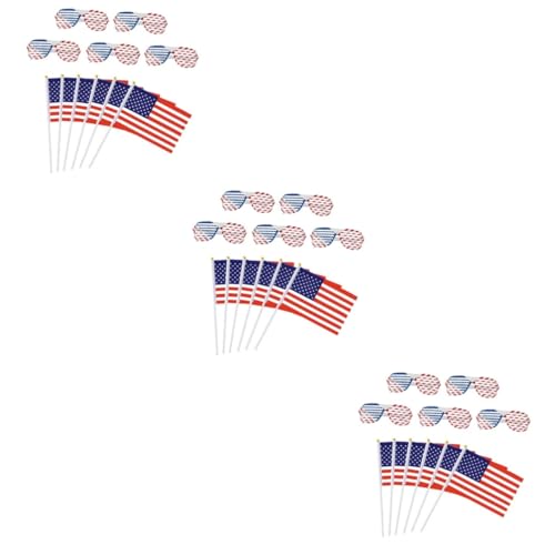 Yardwe US Flagge 3 Sätze Flag-Brille Amerika-Flagge amerikanische Ammer amerikanische Flagge schnapsgläser Flaggen dekorative Kunststoffgläser kleine Fahnen Handheld schmücken rot von Yardwe
