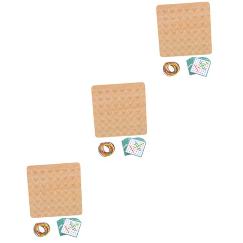 Yardwe 3 Sätze Holz Geoboard Nagelplatte Lernspielzeug für Montessori Motorikspielzeug zur Formenbildung und Geometrischen Figurenförderung im Kindergarten und Zuhause von Yardwe