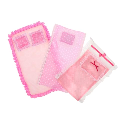 Yardwe 3 Sätze Maßstab Realistisches Schlafzimmer Zubehör Mini Bettlaken Kissen für Puppenhaus Schlafzimmer Dekoration von Yardwe
