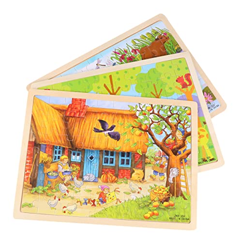 Yardwe 3 Sätze Teiliges Holzpuzzle Set für Kleinkinder Bunte Cartoon Tiere Teilig Montessori Lernspielzeug Fördert Gehirnentwicklung Glatte Oberfläche Sicher für Kinderhände als von Yardwe