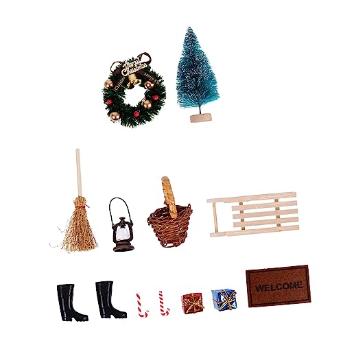 Yardwe 3 Sätze Teiliges Miniatur Weihnachtsdeko Set für Puppenhaus Langlebige Mini Haus Szene Deko Kreative Weihnachtsornamente für Sammler für Festliche Miniaturlandschaften von Yardwe