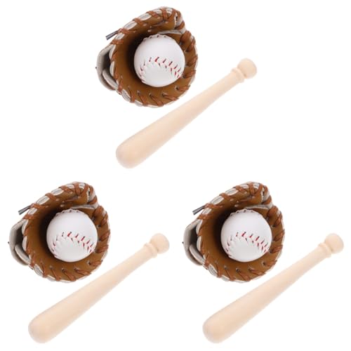 Yardwe 3 Sets Mini-Baseballschläger Handschuh Ball – Baseball-Modellbausätze Für Puppenhaus Basteln Fotografie-Requisiten Hellbraun Yardwe 3 Sets Mini-Baseballschläger Handschuh Ball – Baseball-Modellbausätze Für Puppenhaus Basteln Fotografie-Requisiten Hellbraun von Yardwe