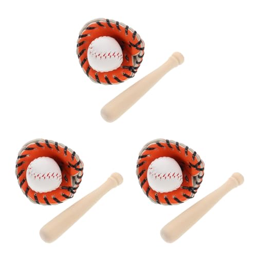 Yardwe 3 Sets Mini-Baseballschläger Handschuh Ball – Baseball-Modellbausätze Für Puppenhaus Basteln Fotografie-Requisiten Orange Yardwe 3 Sets Mini-Baseballschläger Handschuh Ball – Baseball-Modellbausätze Für Puppenhaus Basteln Fotografie-Requisiten Orange von Yardwe