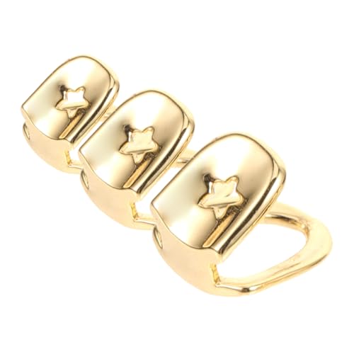 Yardwe 3 Stück Goldene Zahnkappen für Hip Hop Zähne Dekorative Zahnaccessoires für Cosplay und Halloween Kostüme Leicht Langlebig und Einfach Anzuwenden für Männer und Frauen von Yardwe