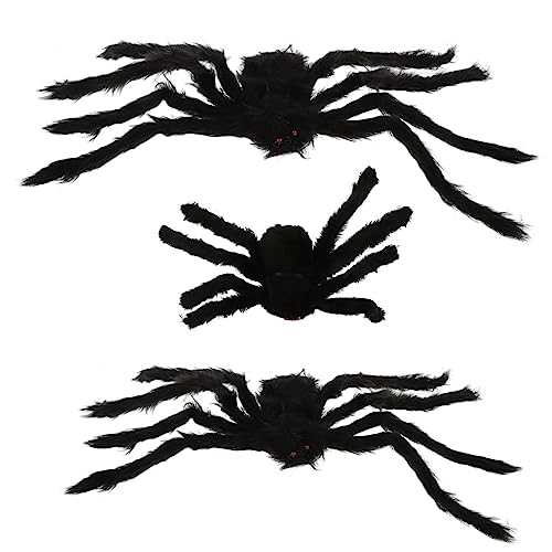 Yardwe 3 Stück Halloween Deko Teiliges Spinnennetz Schwarze Gruselige Spinnen für Haunted House Party Dekoration und Halloween für Garten Tür Baum und von Yardwe