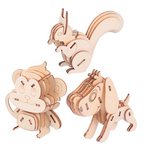 Yardwe 3 Stück Holz Tierpuzzle Pädagogisches mit Squirrel Hund und Kreatives DIY Puzzle für Erwachsene Einfache Montage und Ansprechendes Design Yardwe 3 Stück Holz Tierpuzzle Pädagogisches mit Squirrel Hund und Kreatives DIY Puzzle für Erwachsene Einfache Montage und Ansprechendes Design von Yardwe