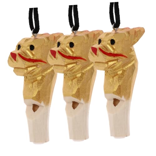 Yardwe 3 Stück Holzgeschnitzte Tierpfeife Holztierpfeife Kleinkinder Lernpfeife Strumpfpfeife Tierpfeife Lernpfeife Tierpfeife Kindergeschenk Holz Golden von Yardwe