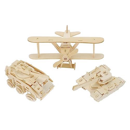Yardwe 3 Stück Holzpuzzle Modellbausätze Interaktive Holzspielzeuge für Werkzeug Erforderlich Fördert die Familienbindung und Kreativität Umweltfreundliches Material für Puzzle von Yardwe