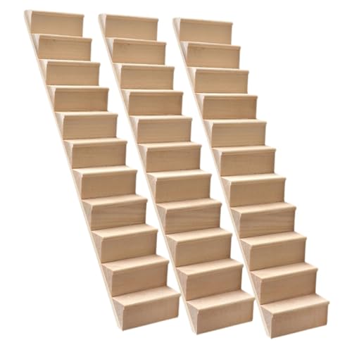 Yardwe 3 Stück Maßstab Holztreppe ohne Handlauf für Puppenhaus Möbel Kreative DIY Gestaltung Stabile Miniaturaccessoires für Sammler Yardwe 3 Stück Maßstab Holztreppe ohne Handlauf für Puppenhaus Möbel Kreative DIY Gestaltung Stabile Miniaturaccessoires für Sammler von Yardwe