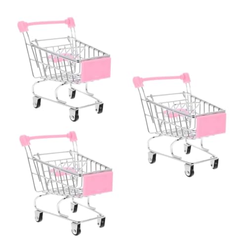 Yardwe 3 Stück Mini Einkaufswagen für Simuliertes Kaufladen Fördert Rollenspiele und Kreativität Zubehör für Puppen und Dekoration von Yardwe