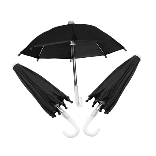 Yardwe 3 Stück Mini-Regenschirm Uv-Regenschirm Faltschirme Miniaturschirm Dollhouse -Pflanzen Regenschirm Mädchen Babypuppen Für Mädchen Persönlicher Black Metall von Yardwe