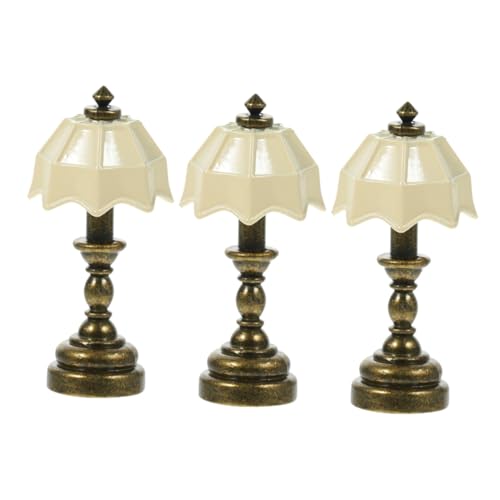 Yardwe 3 Stück Mini-schreibtischlampe Schlafzimmerlampe Puppenstubenmöbel Miniaturlampe Led Bett Klein Miniaturen Nachttisch Beleuchtung Puppenhaus Tischlampen Legierung von Yardwe