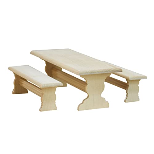 Yardwe 3 Stück Miniatur Holz Tisch und Stuhl Set Teiliges Puppenhaus Möbel Modell Simulierter Miniatur Möbelsatz für Kreative Dekoration und Spiel Geeignet für Puppenhäuser und von Yardwe