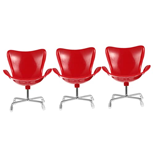 Yardwe 3 Stück Miniatur Möbel Modell Rote Mini House Armchairs für Puppenhaus Dekoration Fotografie Kinderzimmer Ornament von Yardwe