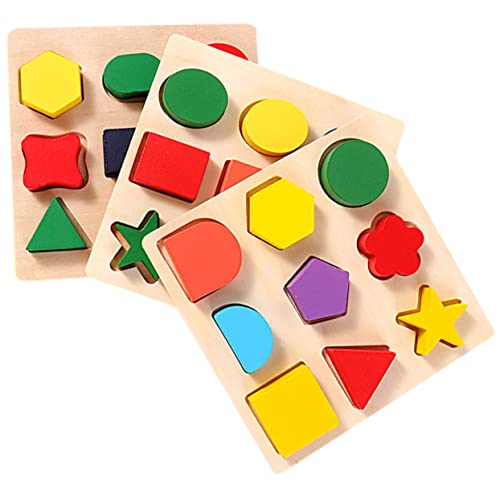Yardwe 3 Stück Montessori Holzspielzeug Teiliges Puzzle zur Formenerkennung für Kleinkinder Lernspielzeug Feinmotorik und Hand Augen Koordination Geschenkidee für Kindergeburtstag und von Yardwe