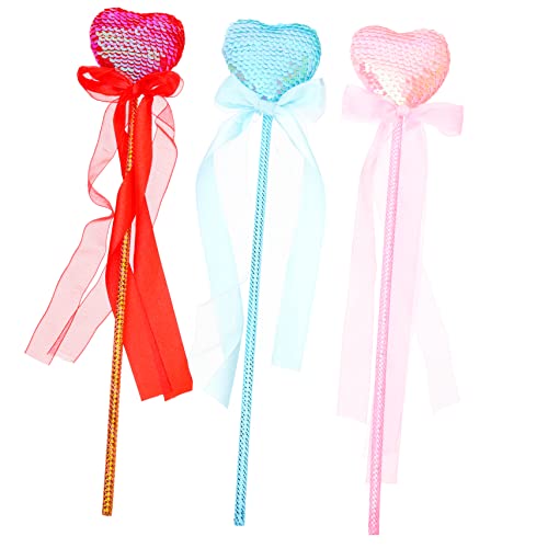 Yardwe 3 Stück Paillettenliebe Stick Für Prinzessin Gastgeschenke Rosa Feenmasse Mädchen Feenhaftes Dekoration Party Herz Prinzessin Zauberstab Funkeln Stoff von Yardwe