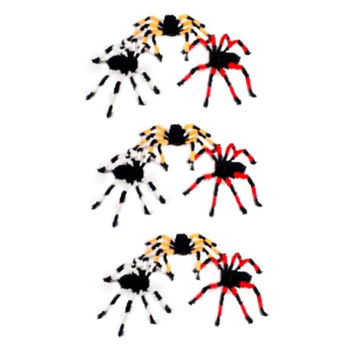 Yardwe 3 Stück Plüschspinnenspielzeug Falsche Spinne Spukhaus-Requisite Gruselige Halloween-Party-Dekoration Zufällige Farbe von Yardwe