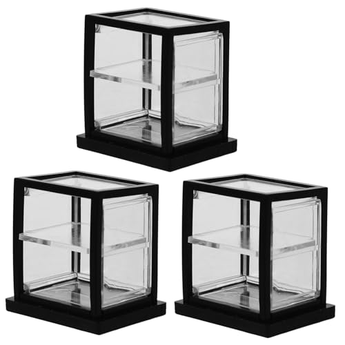 Yardwe 3 Stück Puppenhaus-Vitrine Dekoration spielzeughaus Mini realistisch klein für tortendeko Einschulung Schaufenster Modell Schiebetürenschrank Puppenhaus Bäckereischrank Acryl Black von Yardwe