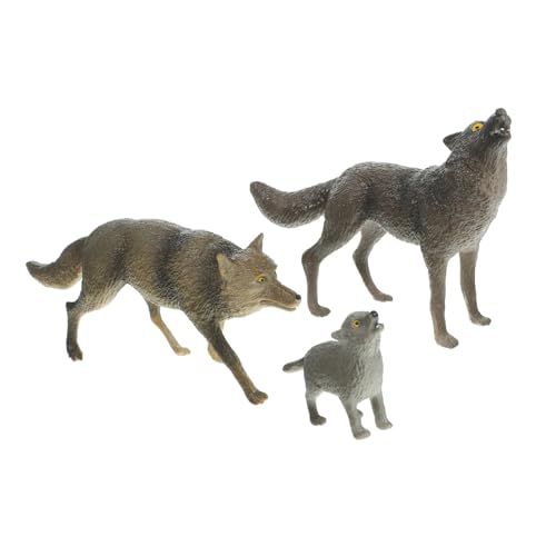 Yardwe 3 Stück Realistische Set Wolf Tierfiguren Kunststoff Detailreiche Wildlife Ornament Dekoration für Zuhause Schreibtisch Garten Lernspielzeug Naturgetreue Wildtiere Sammlung von Yardwe