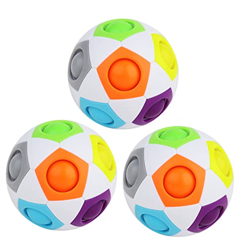 Yardwe 3 Stück Regenbogen Cube Puzzle Ball aus Abs Stress Fidget Logischen Denkfähigkeit und Hand Auge Koordination Farbenfrohes Lernspielzeug für Leicht und Langlebig von Yardwe