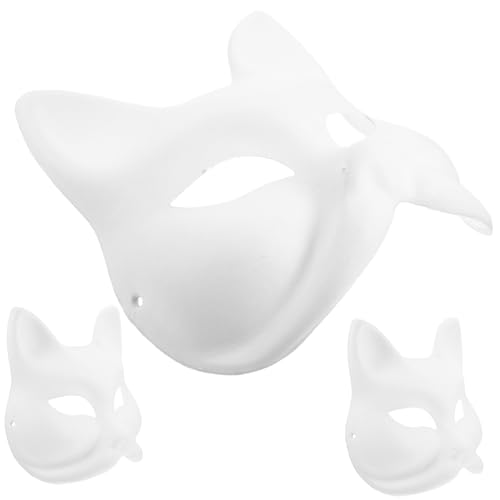 Yardwe 3 Stück Teiliges Diy Weiße Papier Fuchsgesichtsmaske zum Bemalen Leichte Halbgesichts Masken mit Elastischem Band Sichere Bastelrohlinge für Kreative Kostüm und Partyideen von Yardwe