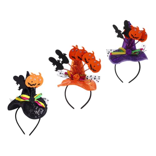 Yardwe 3 Stück Teiliges Halloween Hexenhut Haarreif Kreative Kopfbedeckung für Kostümpartys Karneval und Cosplay Orange und Schwarz Yardwe 3 Stück Teiliges Halloween Hexenhut Haarreif Kreative Kopfbedeckung für Kostümpartys Karneval und Cosplay Orange und Schwarz von Yardwe