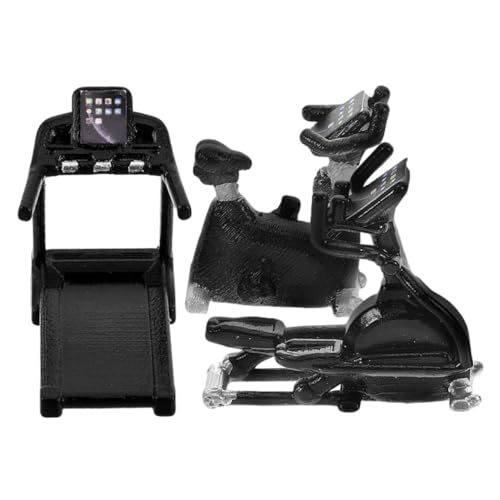 Yardwe 3 Stück Teiliges Mini Fitnessgeräte Puppenhaus Realistische Miniatur Laufband und Fitnessbike Detailgetreue Sportzubehör für Miniatur Fitnessszenen und Puppenhaus-Dekoration von Yardwe