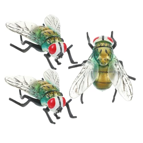 Yardwe 3 Stück Teiliges Plastische Fliegenfiguren Grün Realistische Große Insektenmodelle Fest Solide Bauweise Vielseitige Deko Lernspielzeug für Naturkunde und Halloween von Yardwe