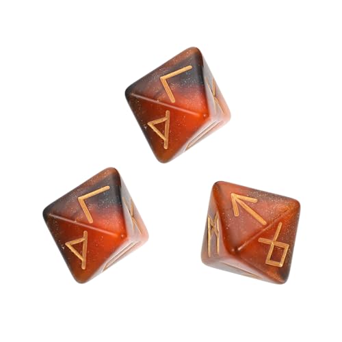 Yardwe 3 Stück Teiliges Polyeder Würfelset aus Acryl Rune Bunten Farben Tischspiel Zubehör für Rollenspiele und Astrologie Vorhersagen Leicht und Tragbar von Yardwe