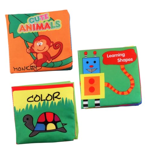 Yardwe 3 Stück Teiliges Stoffbuch mit Knisterfunktion Pädagogisches Fühlbuch zur Sensorischen Frühe Lernspielzeuge für Neugeborene und Kleinkinder Interaktives Stoffbuch für Kognitive von Yardwe