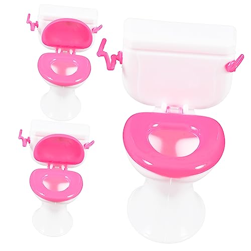 Yardwe 3 Stück Toilettenschmuck Puppenhaus-Badezimmer- Toiletten im Puppenhaus für kinderspielzeug Mini-Puppenhaus-Toilette kleines Toilettenspielzeug Plastik von Yardwe
