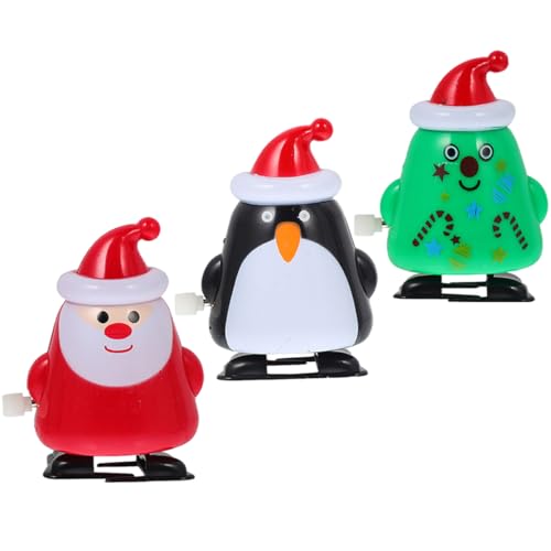 Yardwe 3 Stück Weihnachtliches Aufziehspielzeug Teiliges Weihnachtsmann Weihnachtsbaum Pinguin für Lustige Partygeschenke und Weihnachtsstrumpffüller von Yardwe